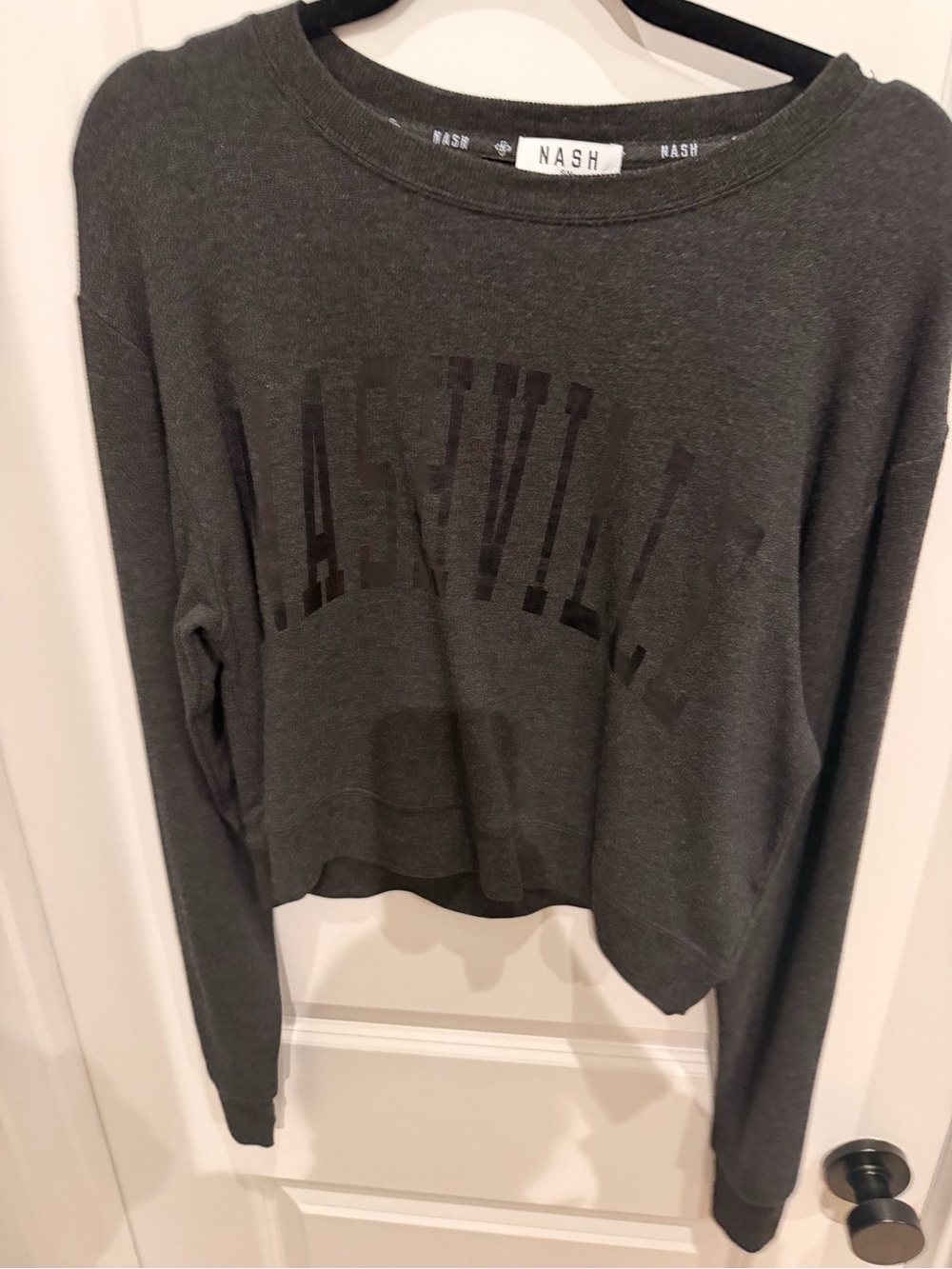 NASH Cropped Dark Gray 'Nashville' Crew Sweatshirt